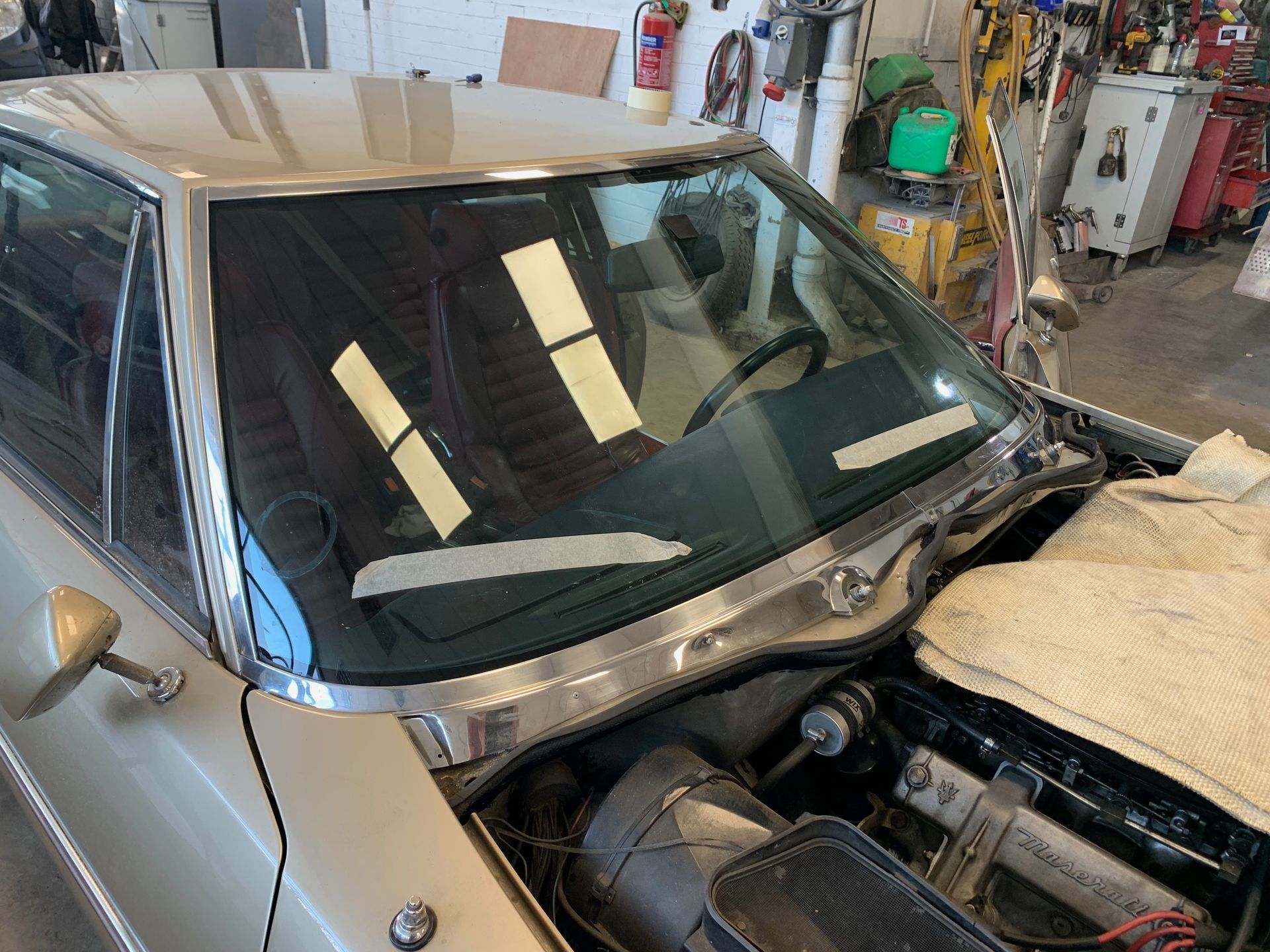 Eziglass - Vehicle Glazing Services gallery image. Citroen SM windscreen remove and refit.