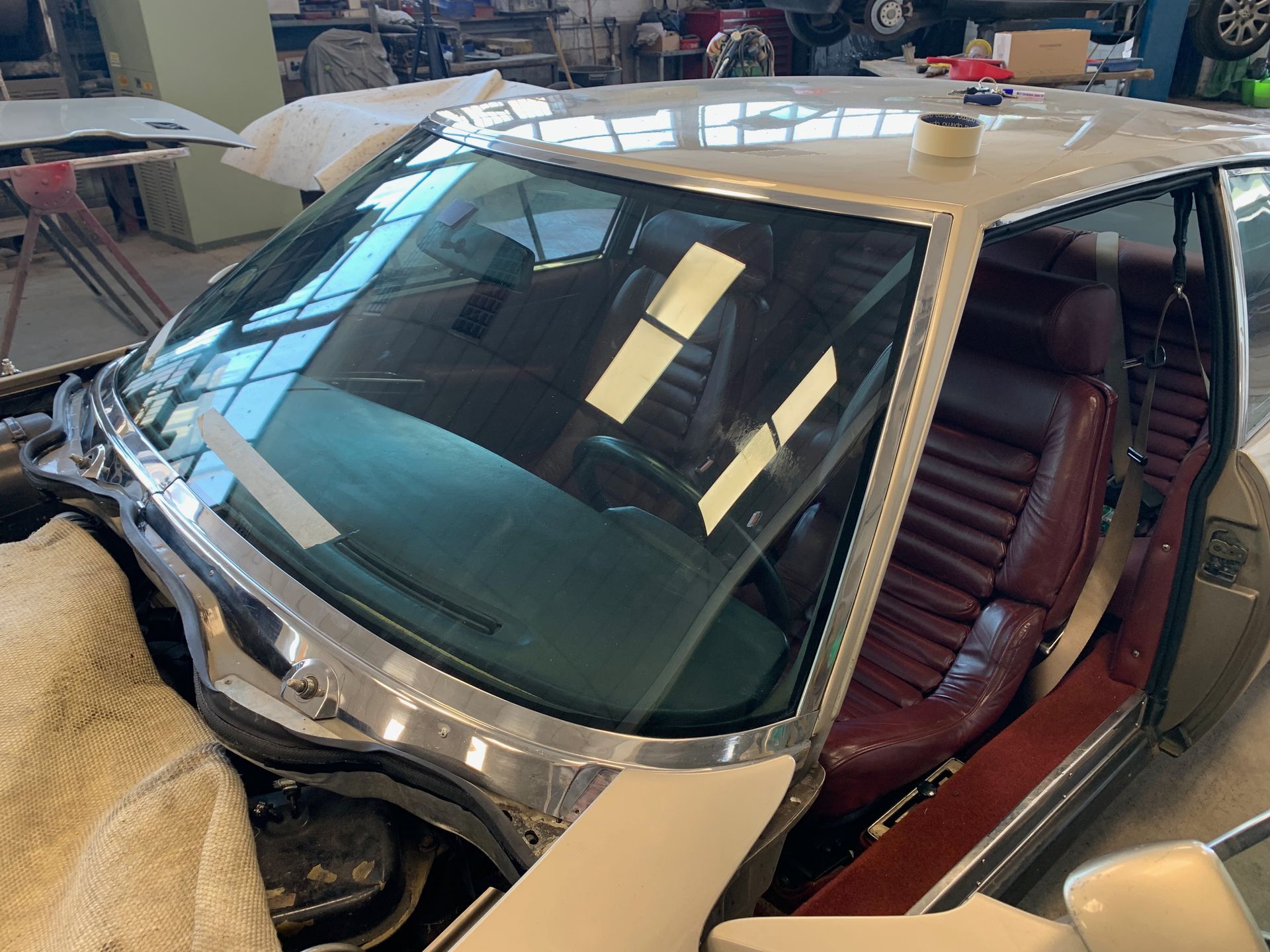 Eziglass - Vehicle Glazing Services gallery image. Citroen SM windscreen remove and refit.