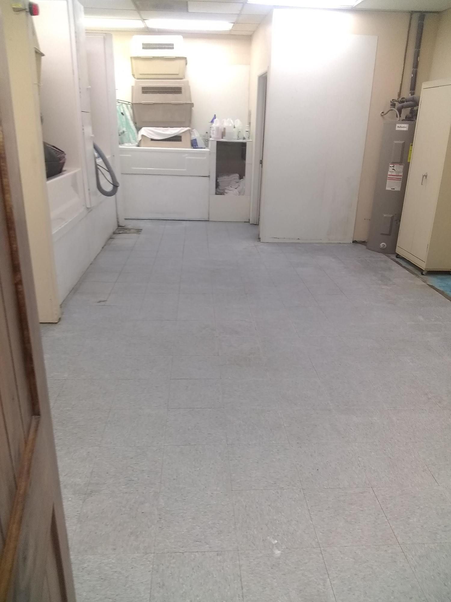 A laundry room with a washer and dryer in it.