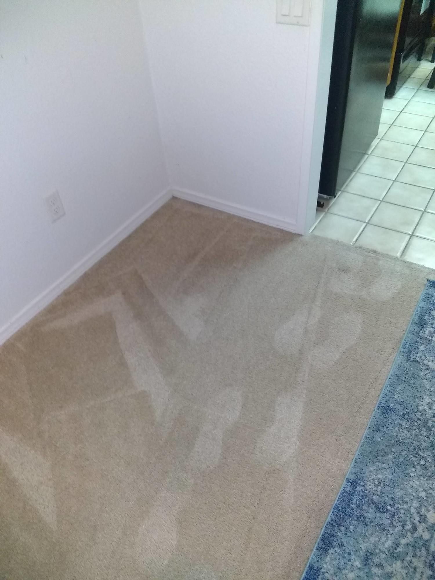 A room with a rug on the floor and a carpet on the floor.