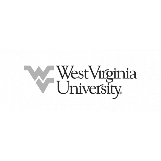 The logo for west virginia university is black and white.