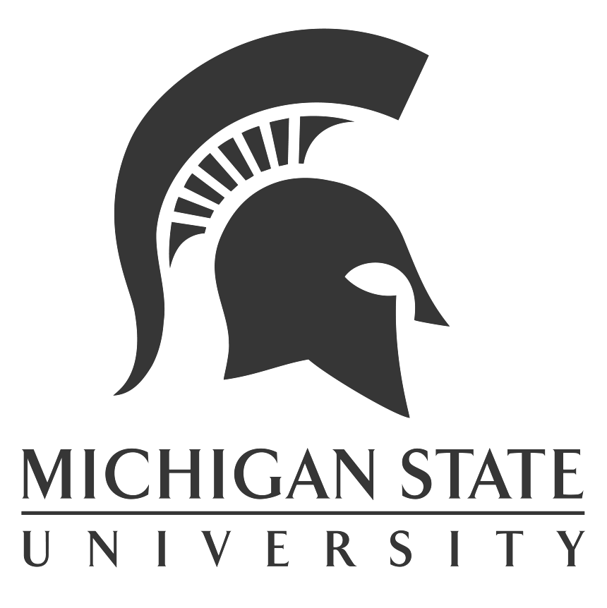 The logo for michigan state university has a spartan helmet on it.