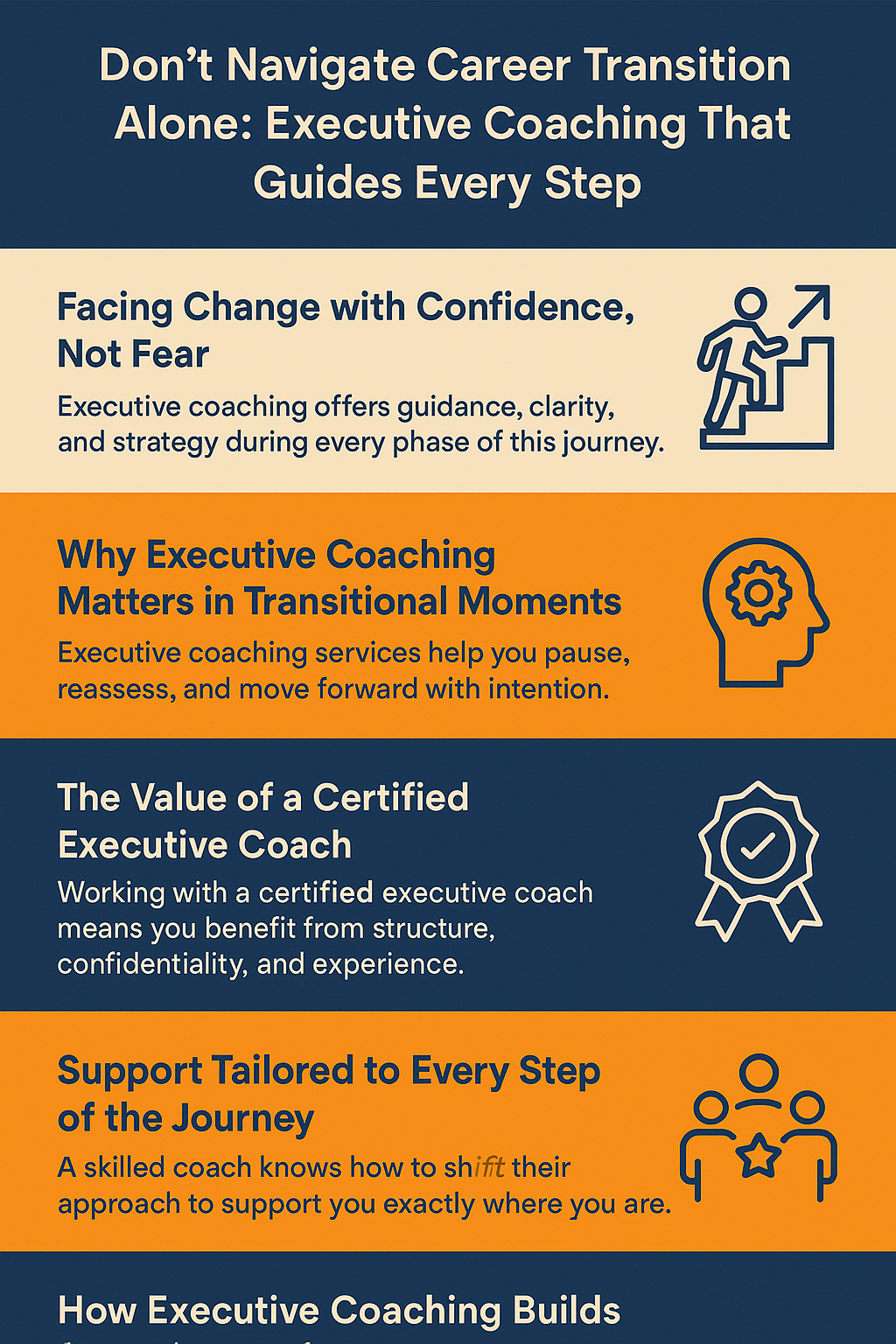 Facing Change with Confidence, Not Fear – Emphasizes that executive coaching provides guidance and strategy during transitions.