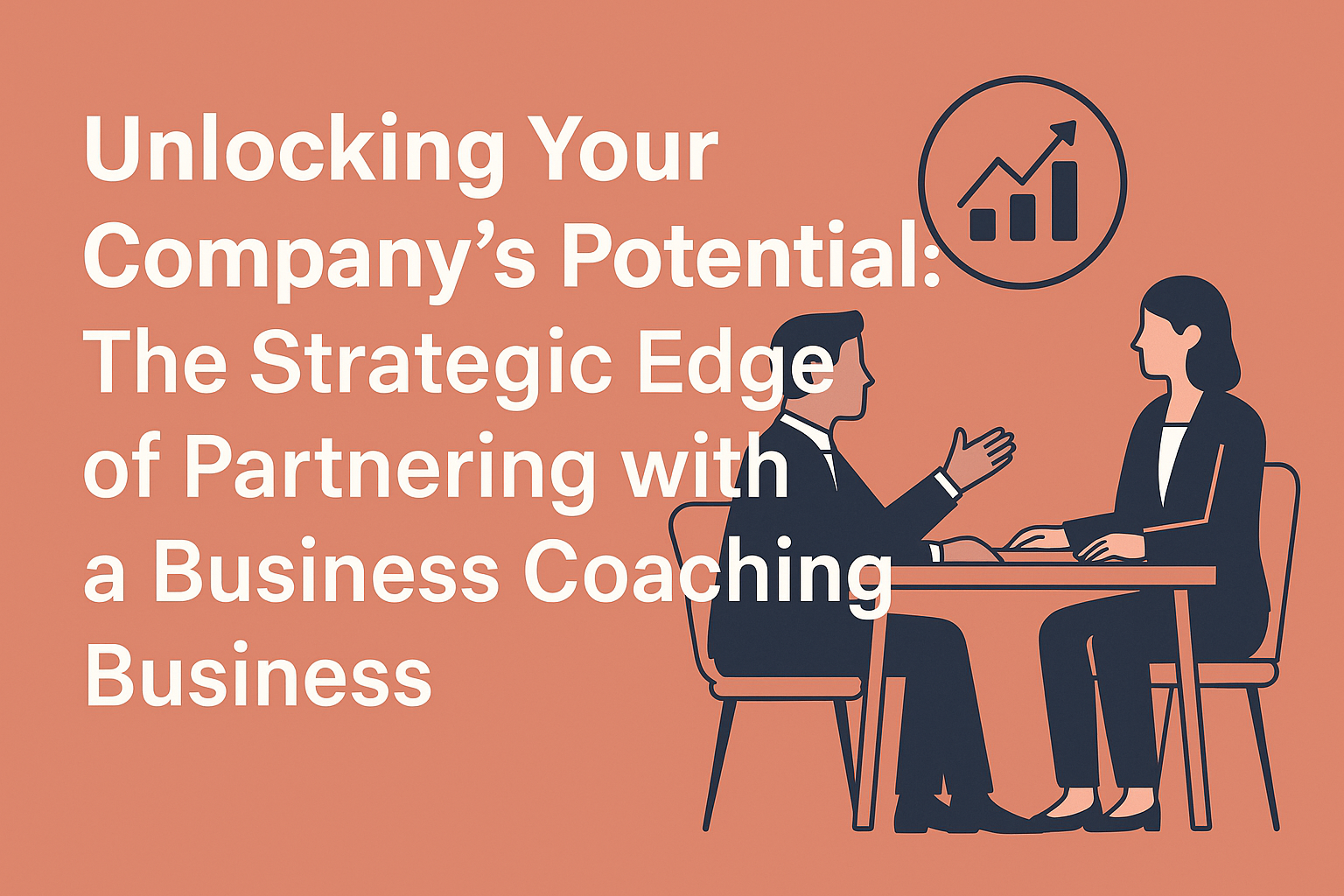 Business coach and client meeting illustration with growth chart.