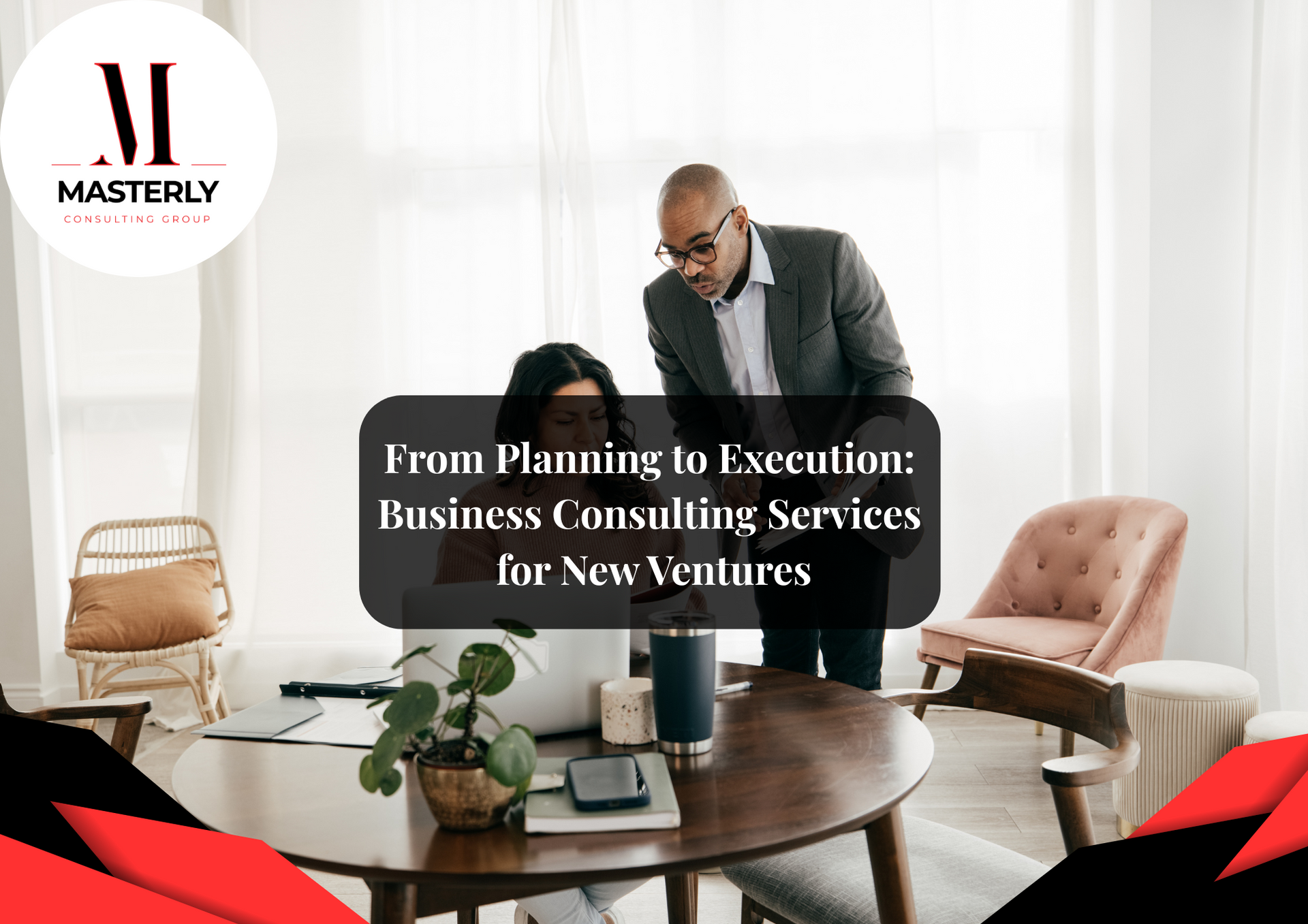 Business management consultants discussing strategy with a client.