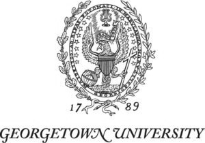 A black and white logo for georgetown university