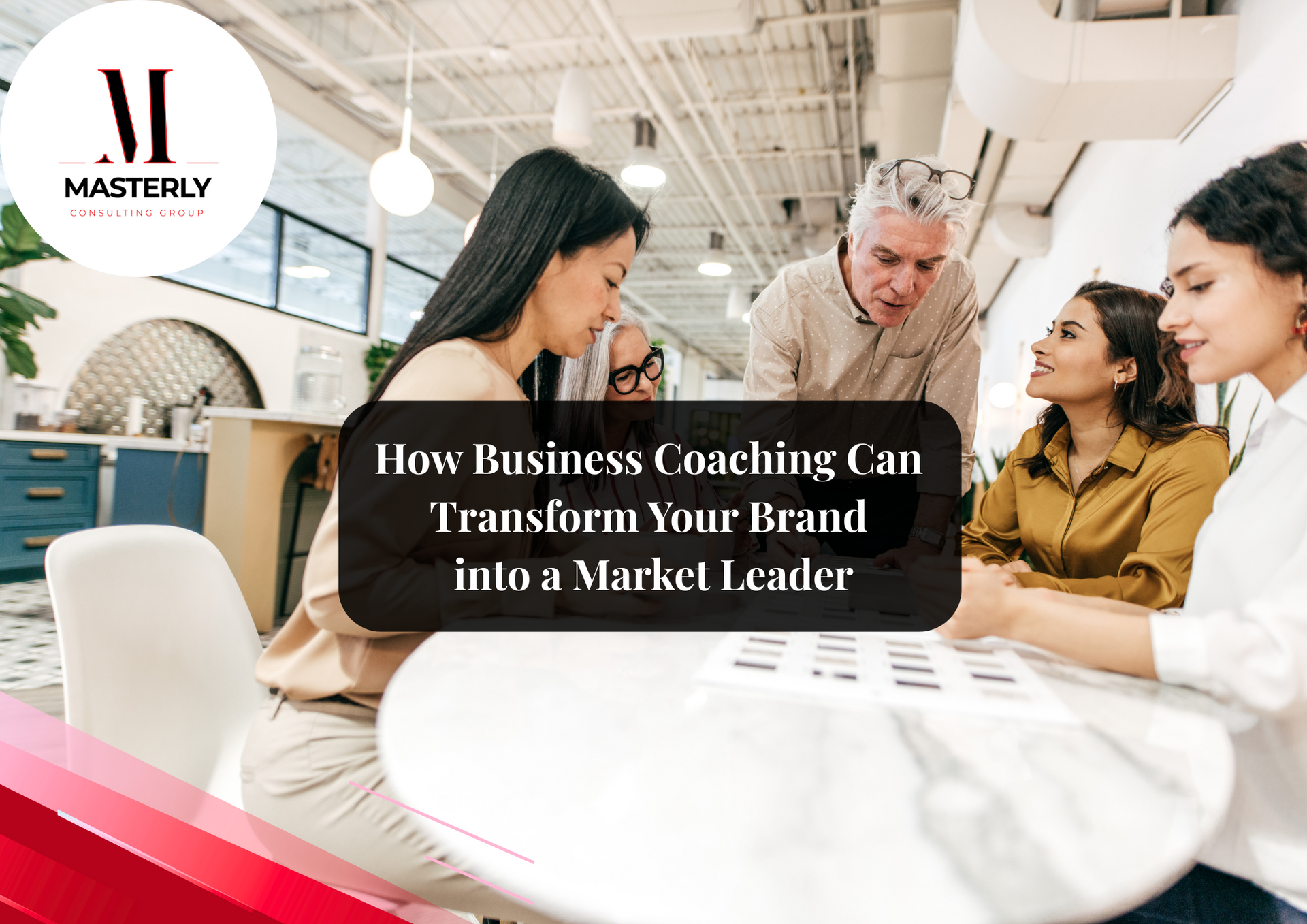 Business coach guiding a client through a growth strategy session.
