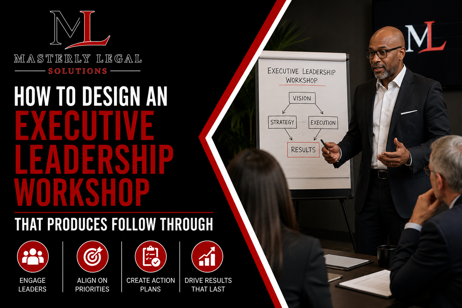 Executive leadership workshop with senior managers collaborating