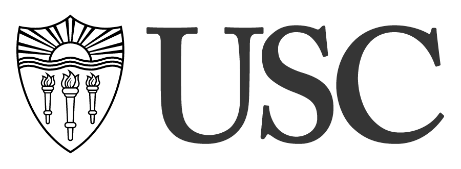 A black and white logo for the university of southern california