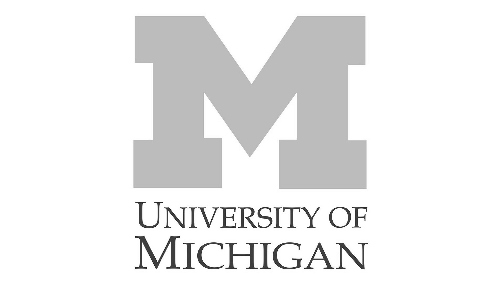 The university of michigan logo is gray and white.