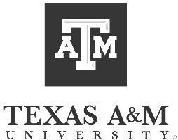 The logo for texas a & m university is black and white.