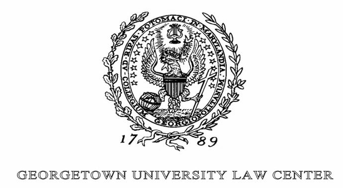 A black and white logo for the Georgetown university law center