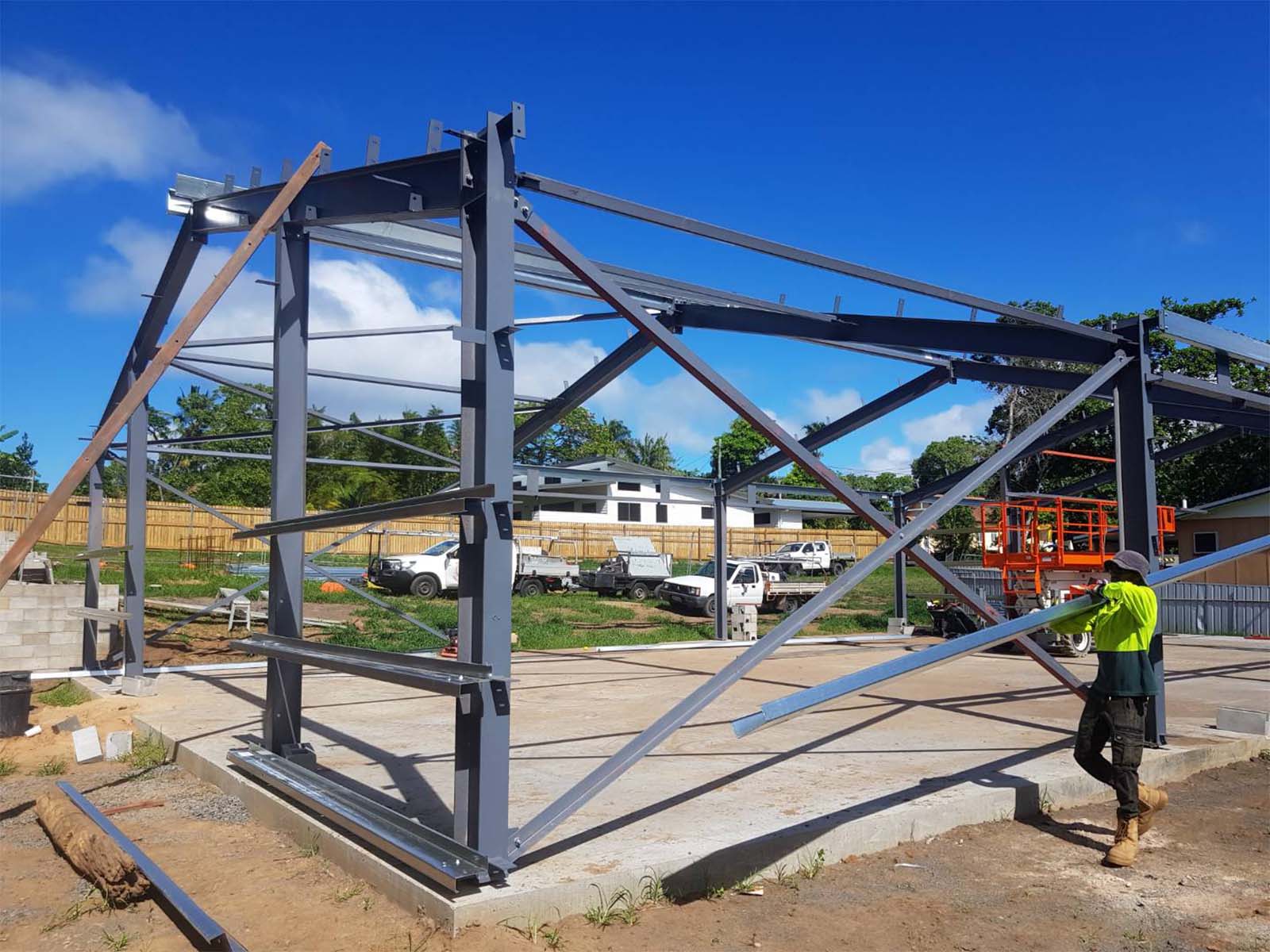 Installation Of Steel Framing For Shed