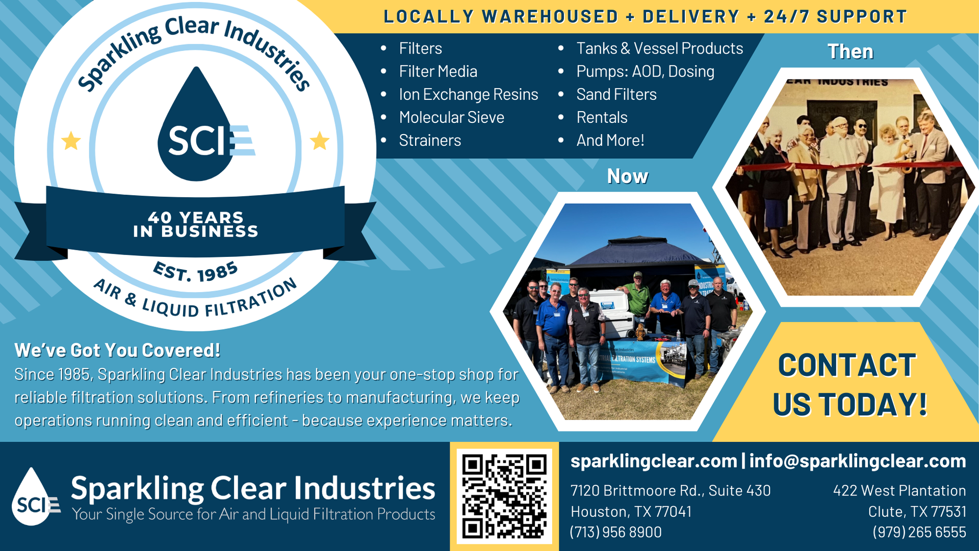 A flyer for Sparkling Clear Industries celebrating 40 years of business