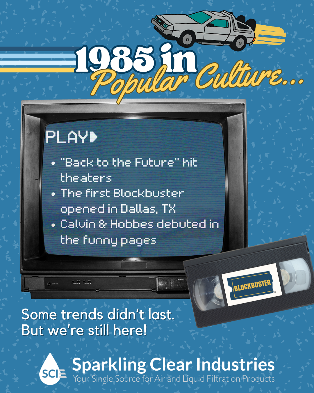 A poster that says 1985 in popular culture on it