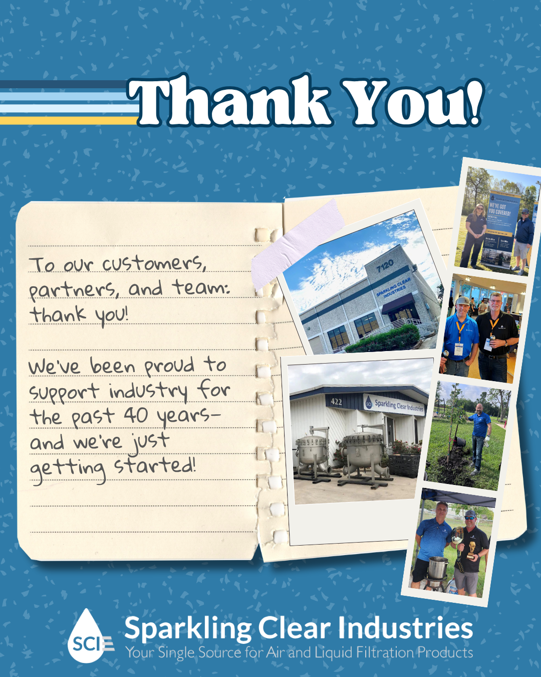 A thank you card for sparkling clear industries