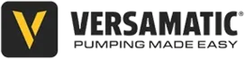 A black and yellow logo for versamatic pumping made easy