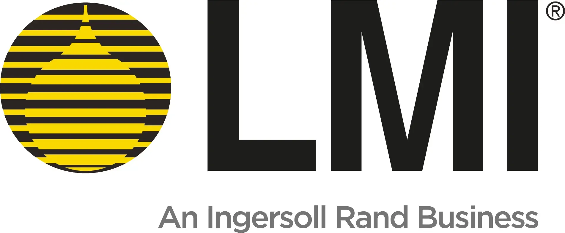 A black and yellow logo for lmi an ingersoll rand business