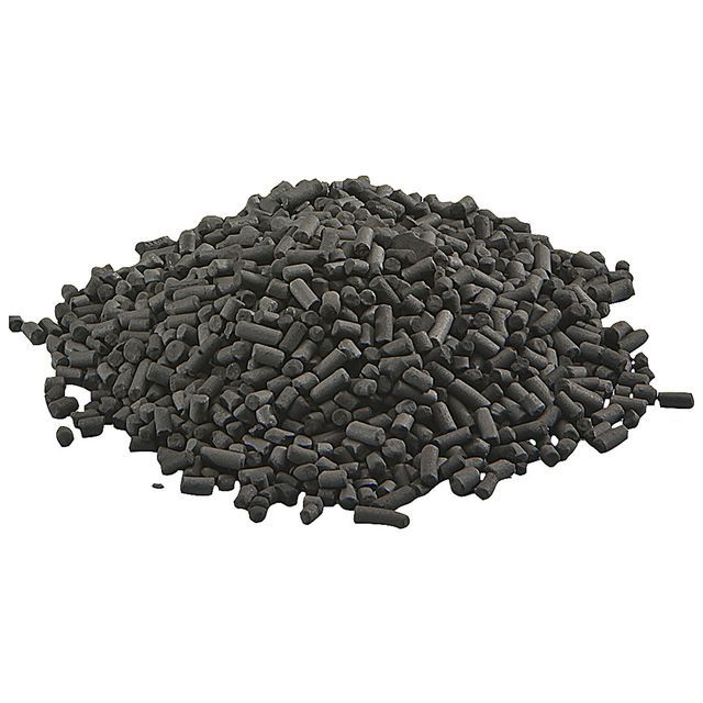 A pile of black sprinkles on a white background.