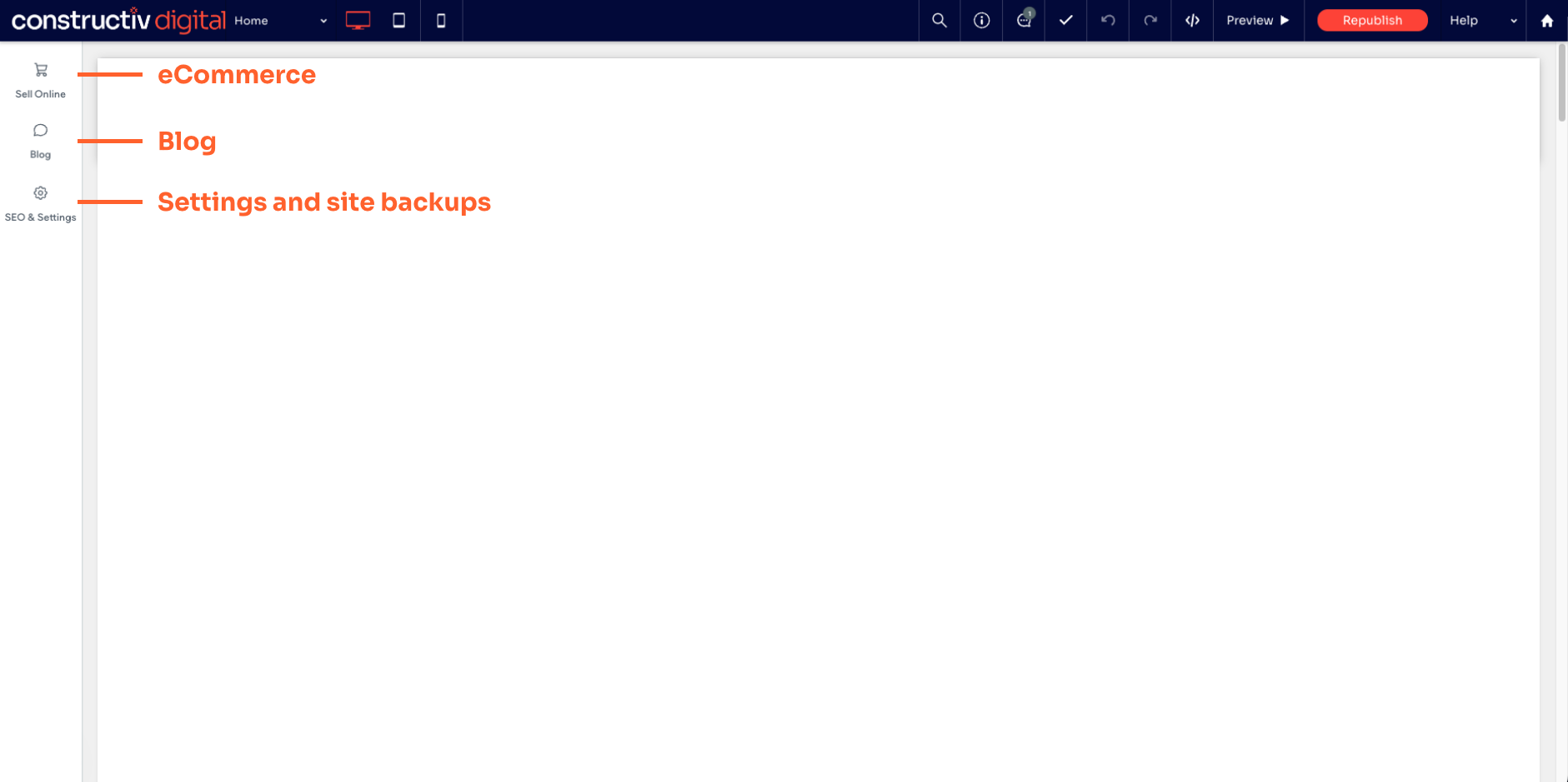 Site overview screen