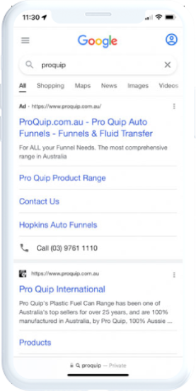a cell phone is open to a google search page .