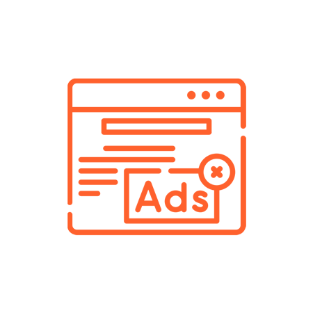 an icon of a browser window with ads on it .
