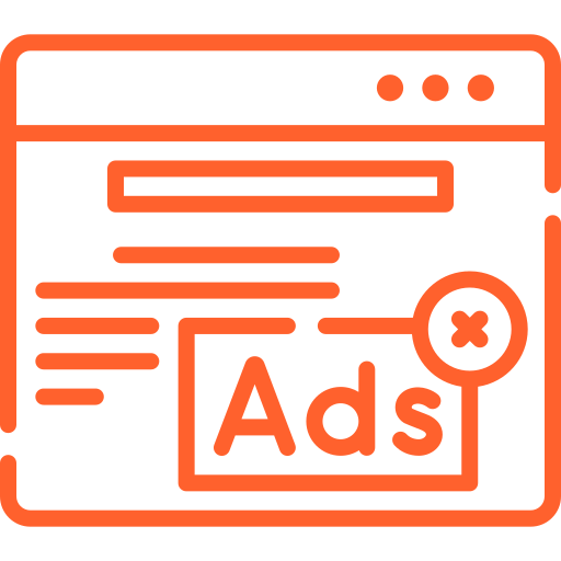 an orange icon of a web page with ads on it .