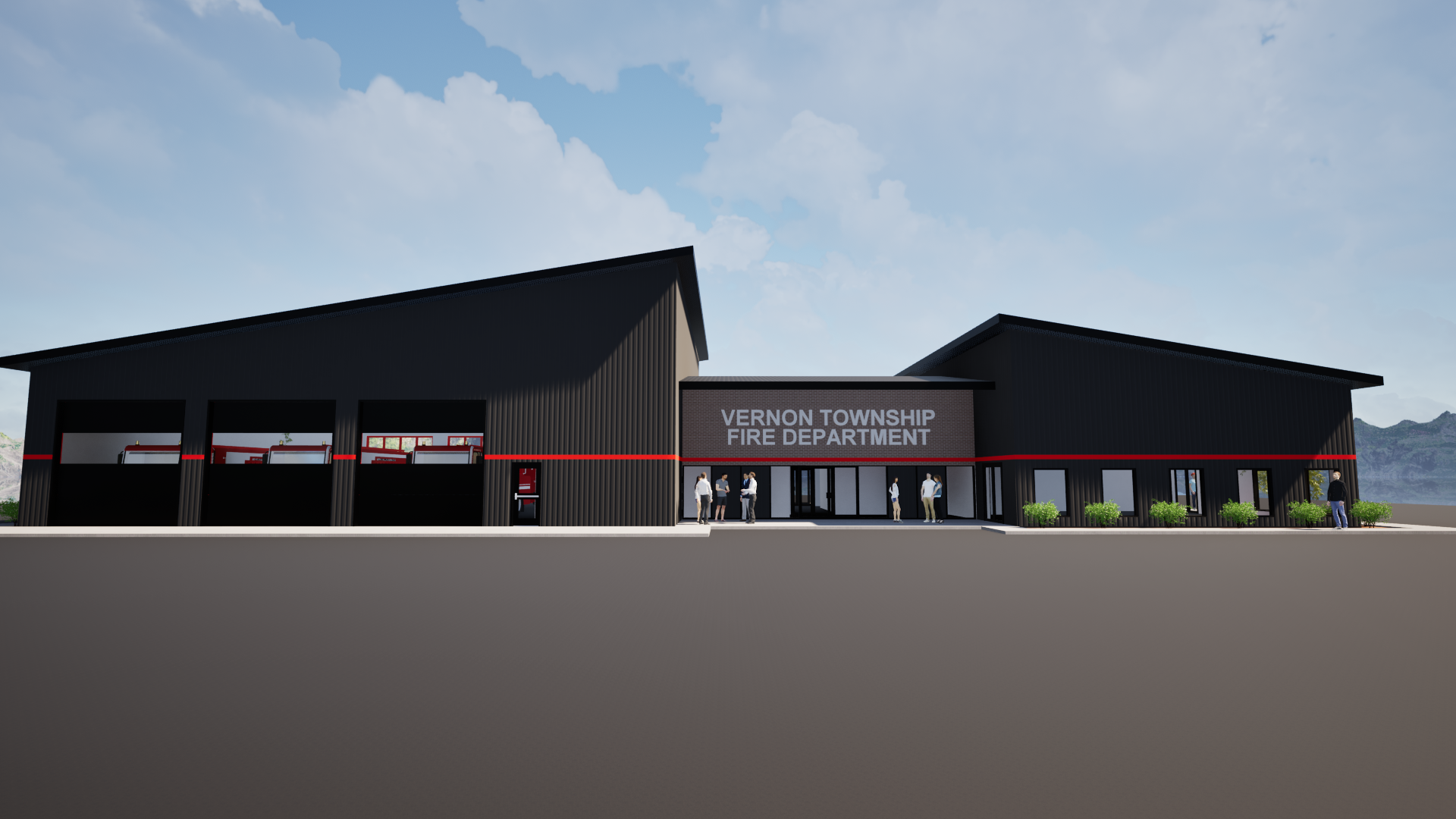 An artist 's impression of the new fire station.