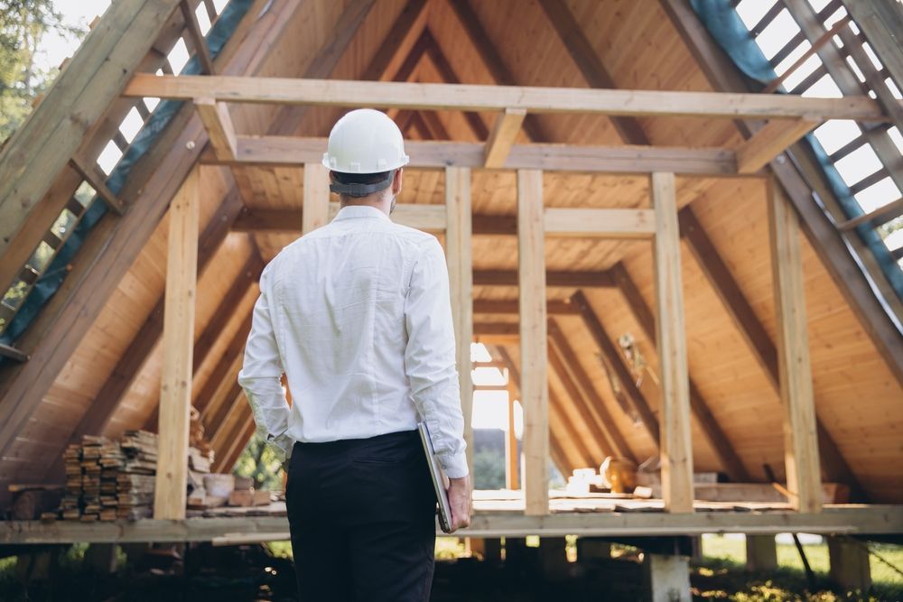 Architect in an unfinished building.