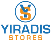 A blue and orange logo for yiradis stores