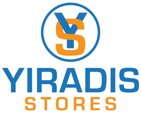 A blue and orange logo for yiradis stores