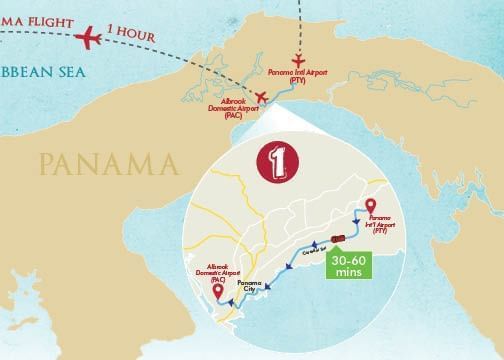 A map of panama with the number 1 on it