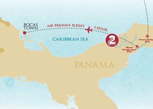 A map of panama showing the location of rocas town