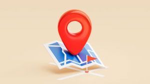 A 3D red location pin icon resting on a small, stylized blue and white map with a tiny red flag marker.