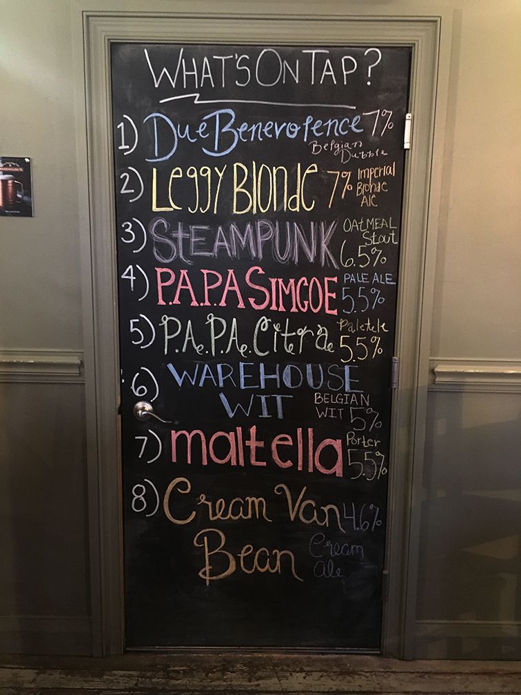 A chalkboard menu labeled 
