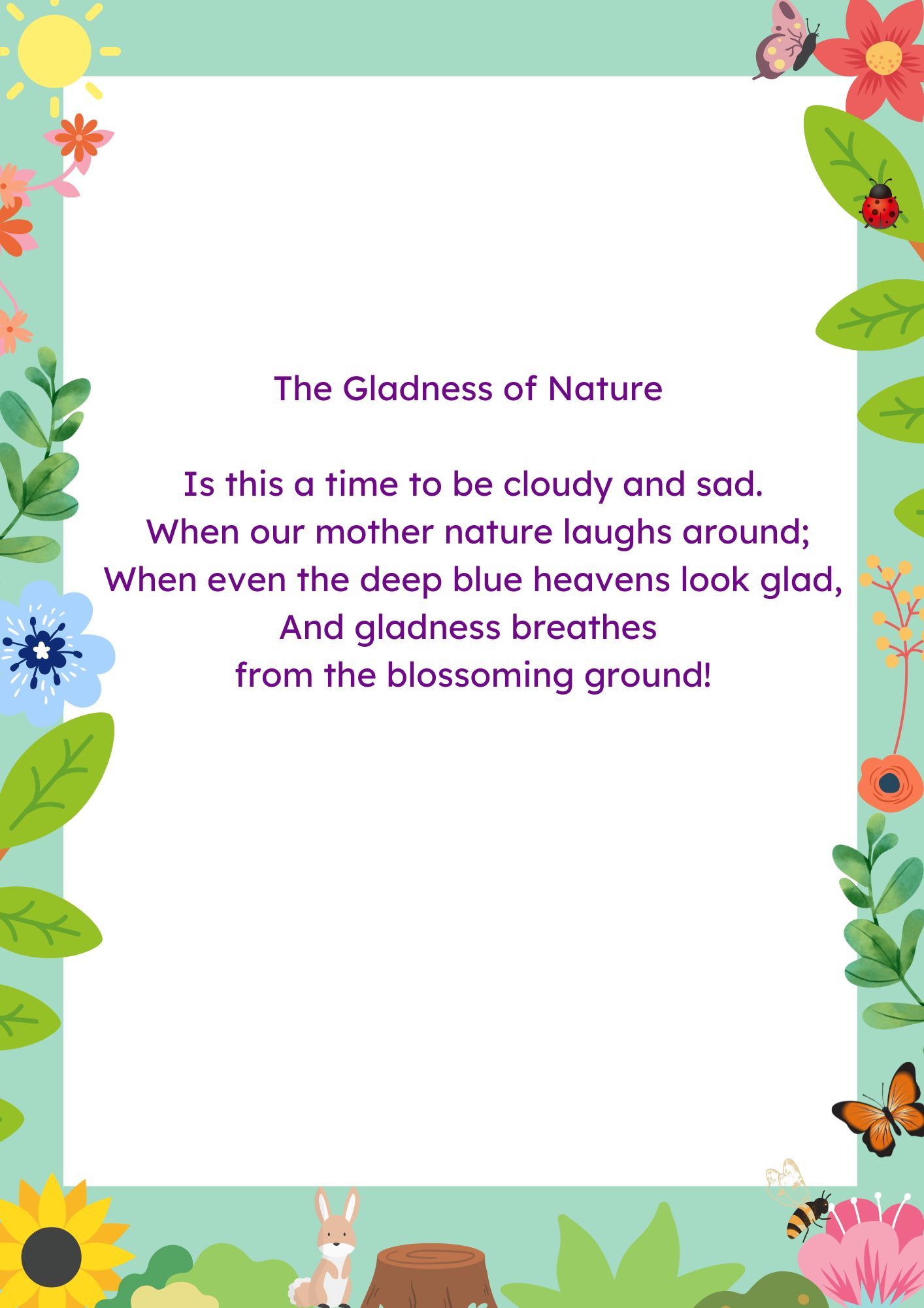 a picture of flowers and leaves with a poem on it