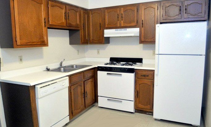 Kitchen with white appliances