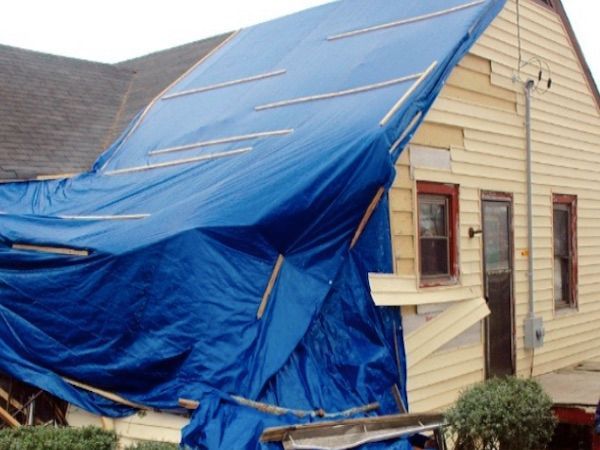 tarp over a roof