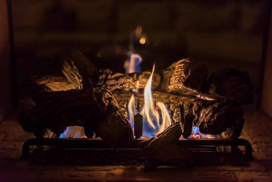 Gas Fireplace At Night — Santa Cruz, CA — Woodstove & Sun