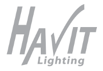 Havit Lighting logo with grey text and a check mark over the letter “V”.