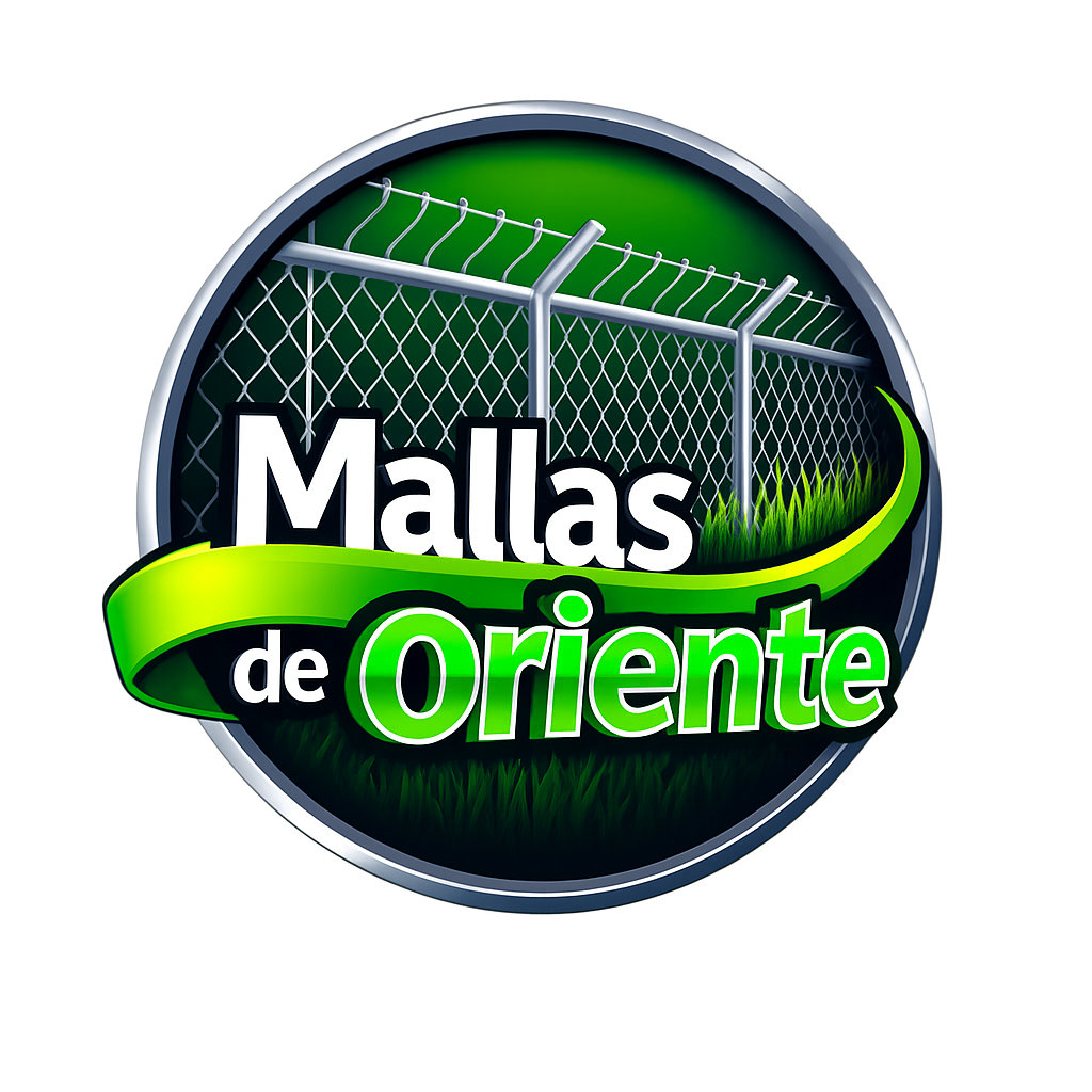 Un logotipo para Mallas de Oriente muestra una cerca de alambre de cadena.