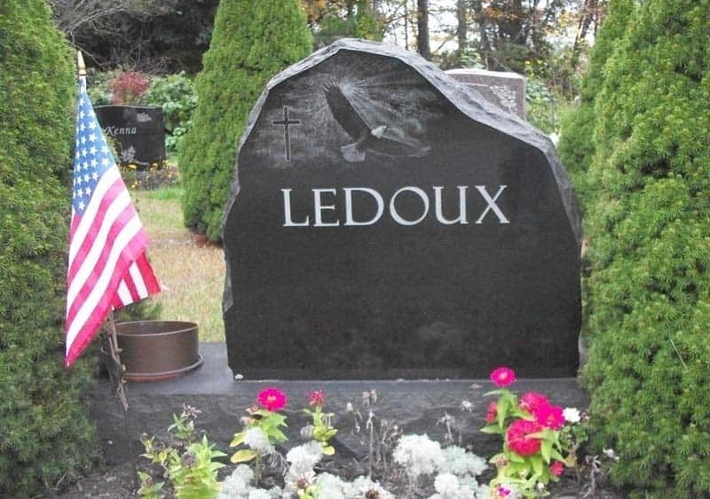 Black headstone with 