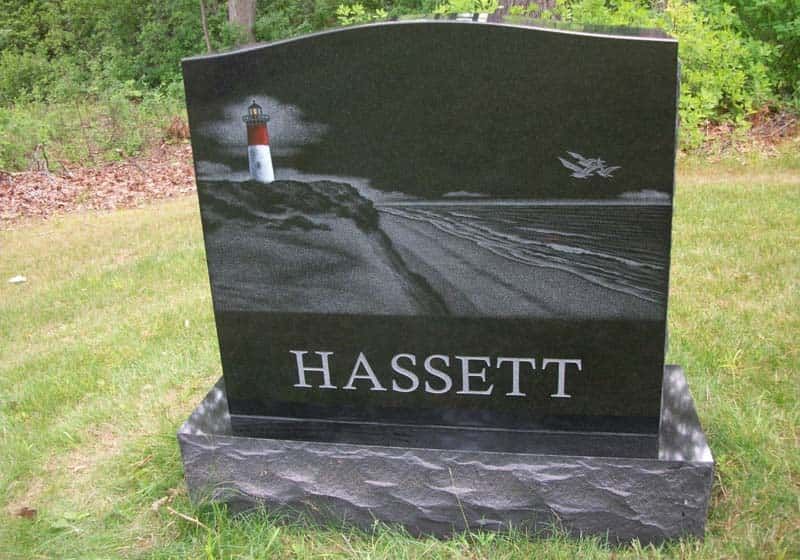 Black headstone with 
