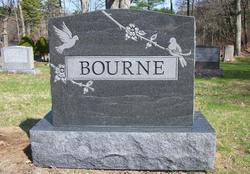 Black granite headstone with 