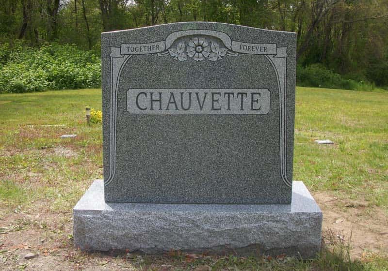 Gray granite headstone with 