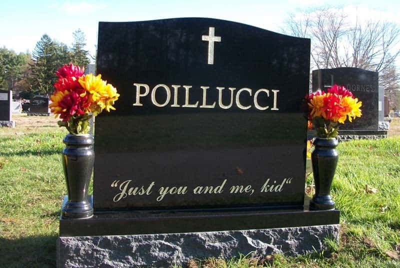 Black headstone with 