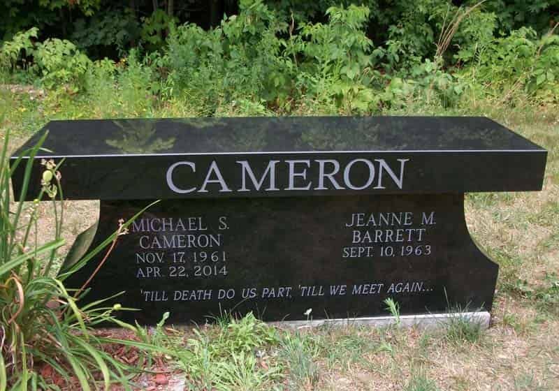 Black granite bench with 