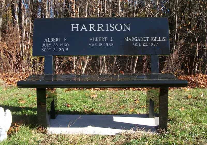 Black granite bench with 