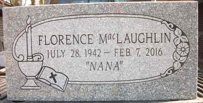Headstone: Florence McLaughlin, dates July 28, 1942 - Feb. 7, 2016, 