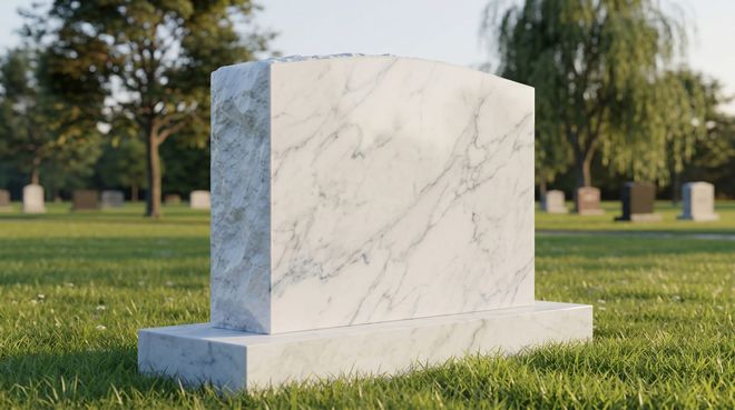 Marble headstone in a peaceful cemetery Marble headstone in a peaceful cemetery